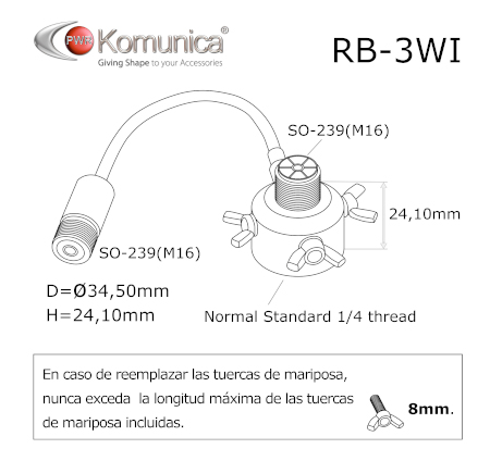 Soporte de antena INOX con adaptador a rosca fotográfica