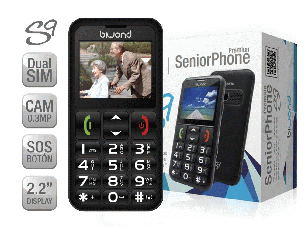 BIWOND s9 dual SIM seniorphone negro 51262