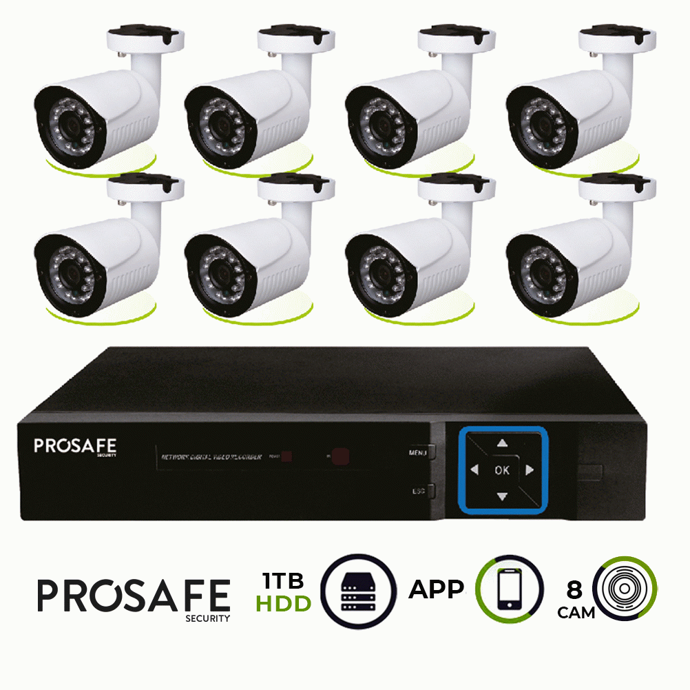 Kit seguridad grabador vdeo digital 8 cmaras 8ch dvr6408 prosafe 54361