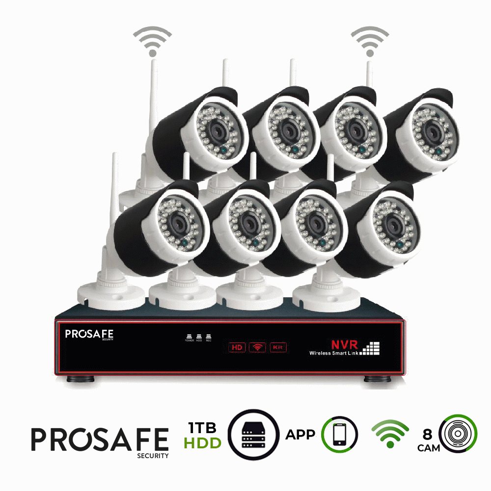 Kit seguridad grabador vdeo inalmbrico 8 cmaras 8ch WIFI nvr prosafe 54363