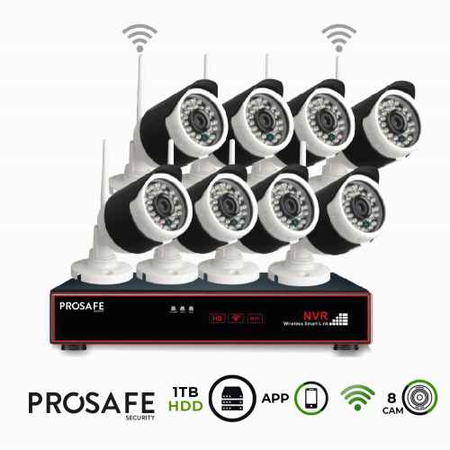 Kit seguridad grabador vídeo inalámbrico 8 cámaras 8ch WIFI nvr prosafe 54363